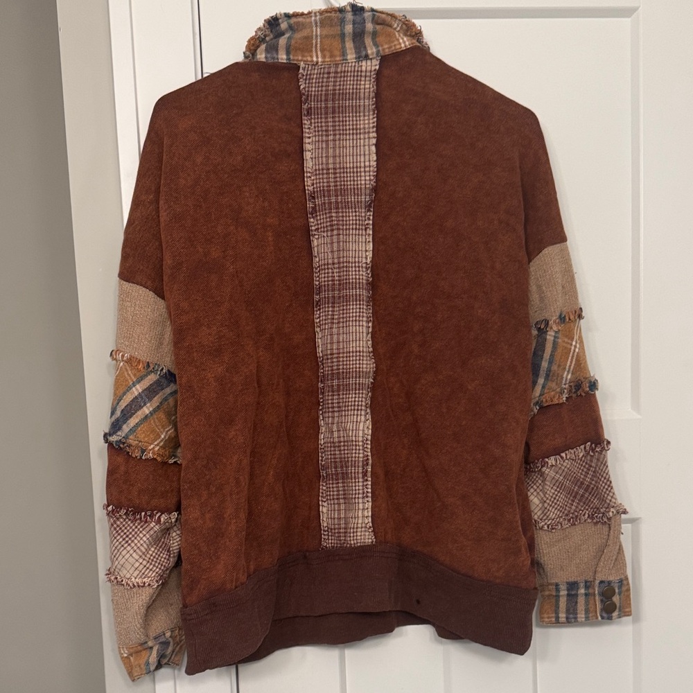 Oliphant Brown Plaid Patchwork Top - image 2